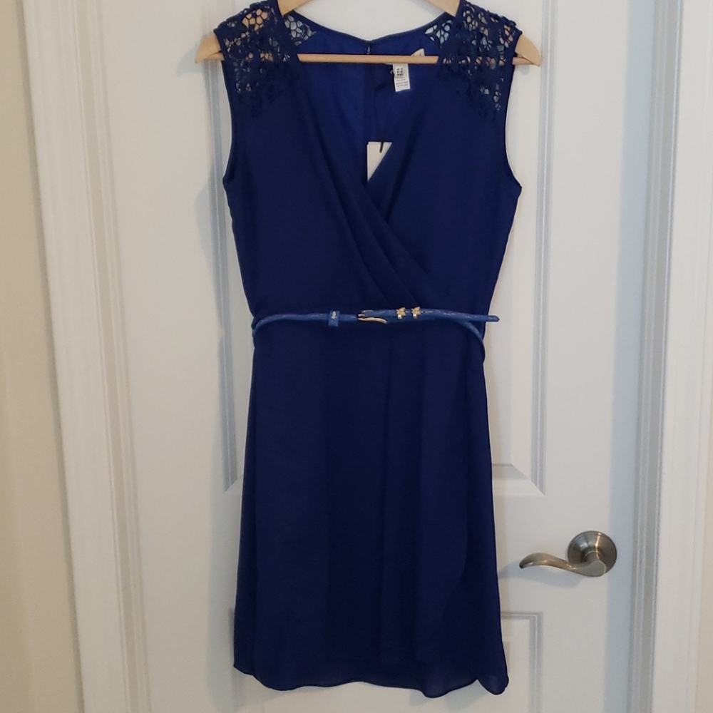 Uttam Boutique Blue Crochet Detail Dress